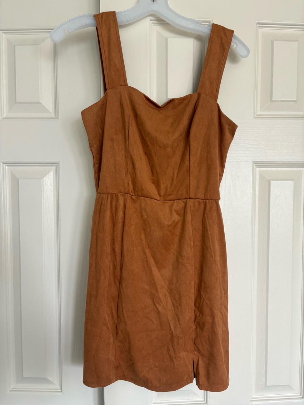 NWT Francesca’s Tan Suede Coastal Cowgirl Mini Dress with Sweetheart Neckline